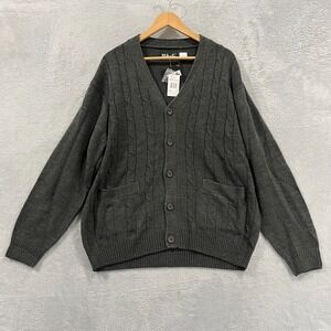 D'Avila Cardigan Mens Large Sweater Cable Knit Button Academia Career Office
